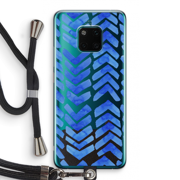 Blauwe pijlen: Huawei Mate 20 Pro Transparant Hoesje met koord
