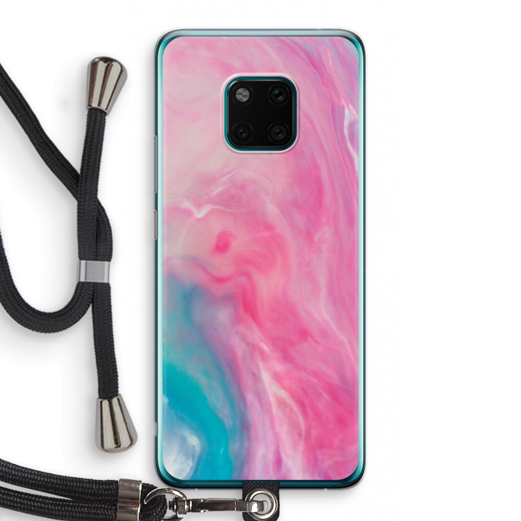 Roze explosie: Huawei Mate 20 Pro Transparant Hoesje met koord