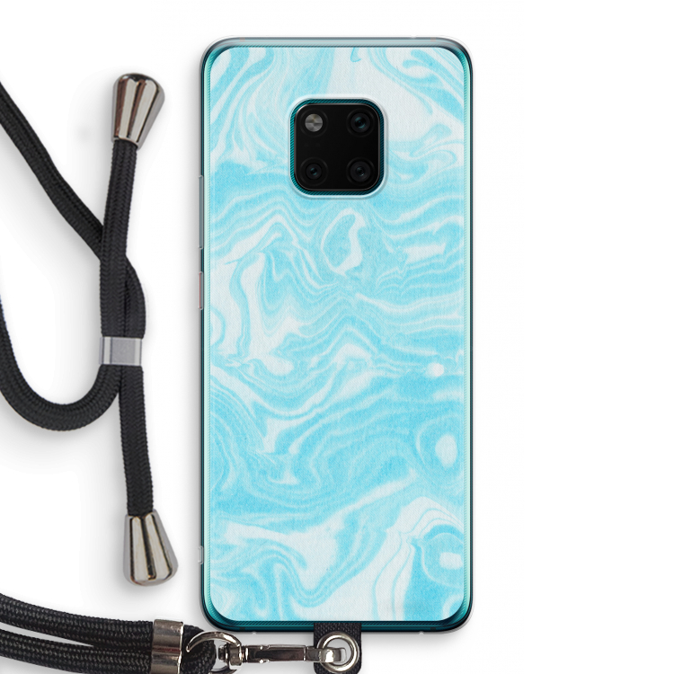 Waterverf blauw: Huawei Mate 20 Pro Transparant Hoesje met koord