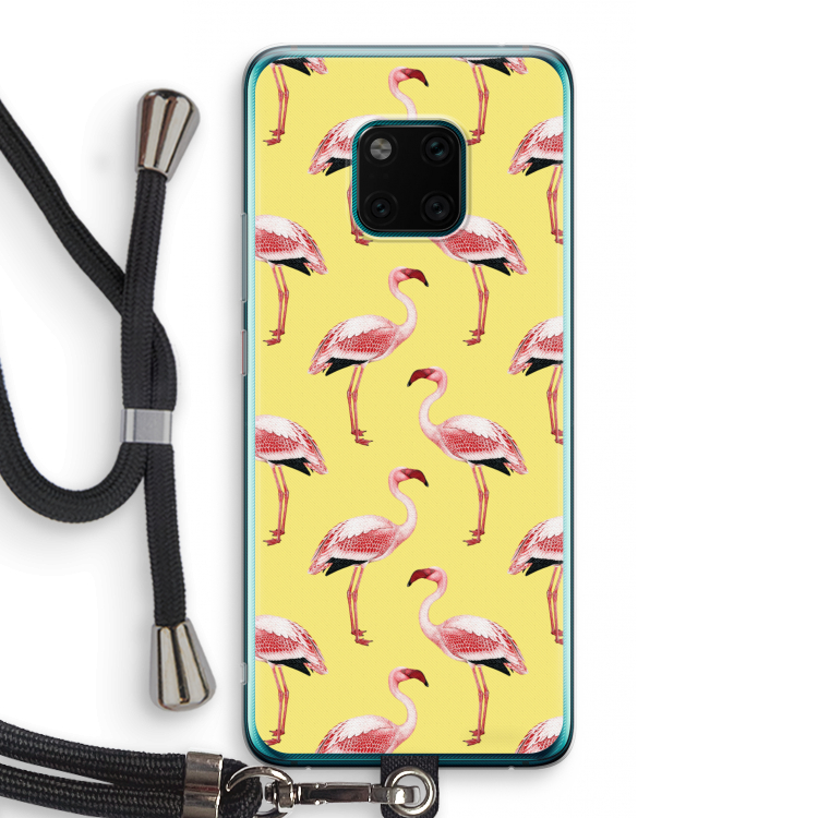 Flamingo's geel: Huawei Mate 20 Pro Transparant Hoesje met koord