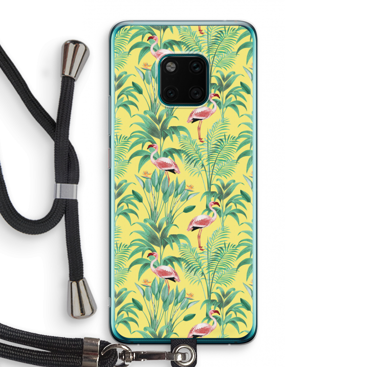 Flamingo party: Huawei Mate 20 Pro Transparant Hoesje met koord