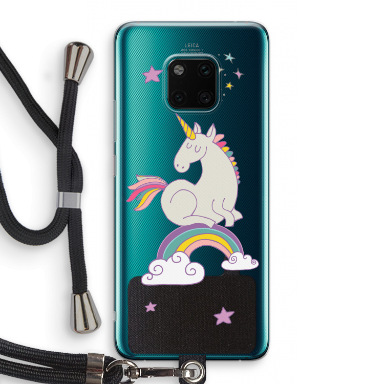 Regenboog eenhoorn: Huawei Mate 20 Pro Transparant Hoesje met koord