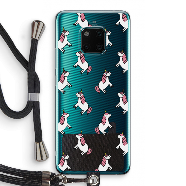 Eenhoorns overal: Huawei Mate 20 Pro Transparant Hoesje met koord