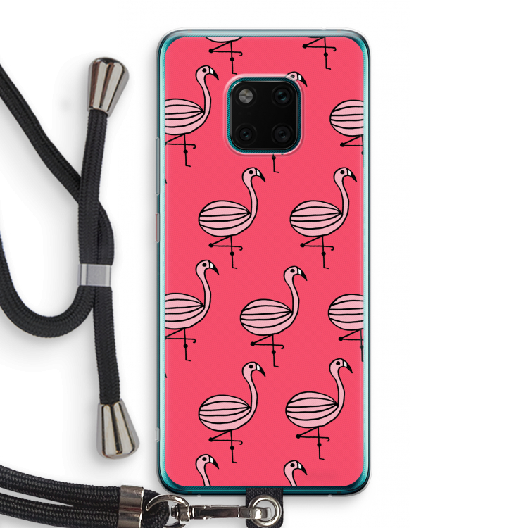 Flamingo: Huawei Mate 20 Pro Transparant Hoesje met koord