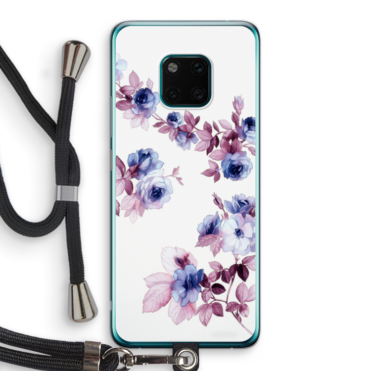 Waterverf bloemen: Huawei Mate 20 Pro Transparant Hoesje met koord