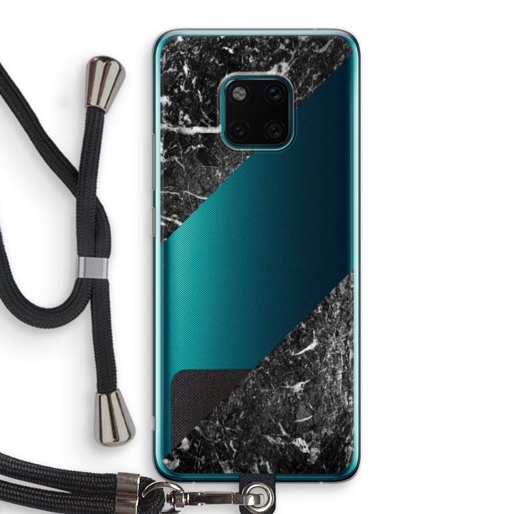 Zwart marmer: Huawei Mate 20 Pro Transparant Hoesje met koord