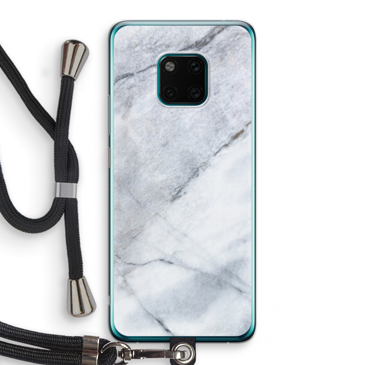 Witte marmer: Huawei Mate 20 Pro Transparant Hoesje met koord