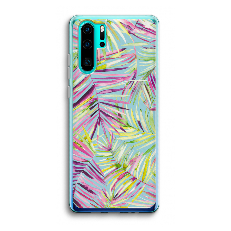 Tropical Palms Blue: Huawei P30 Pro Transparant Hoesje