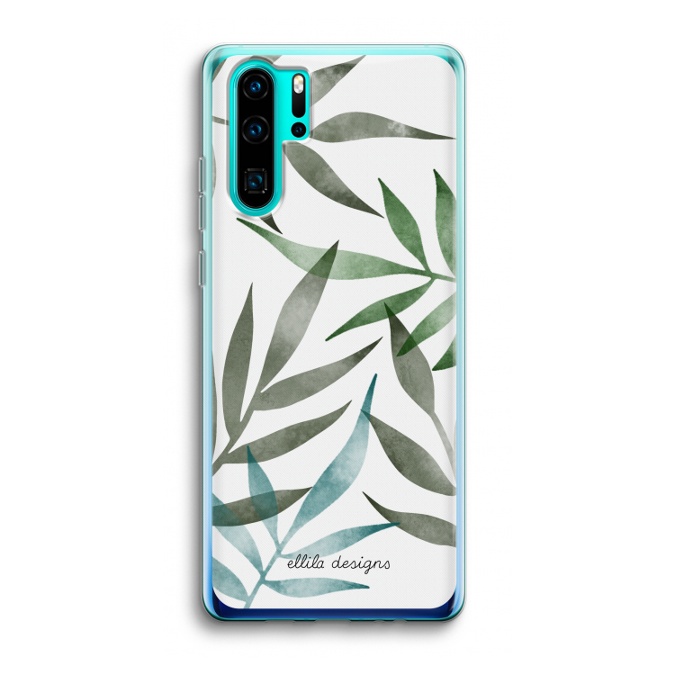 Tropical watercolor leaves: Huawei P30 Pro Transparant Hoesje