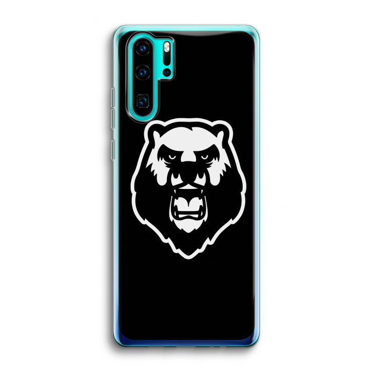 Angry Bear (black): Huawei P30 Pro Transparant Hoesje