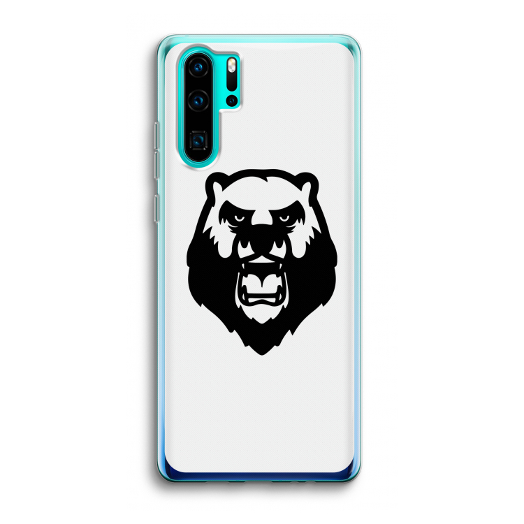 Angry Bear (white): Huawei P30 Pro Transparant Hoesje