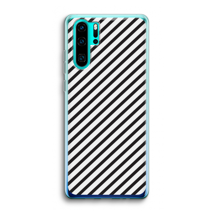 Strepen zwart-wit: Huawei P30 Pro Transparant Hoesje