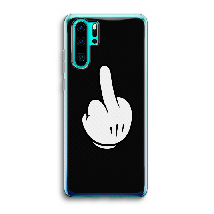 Middle finger black: Huawei P30 Pro Transparant Hoesje