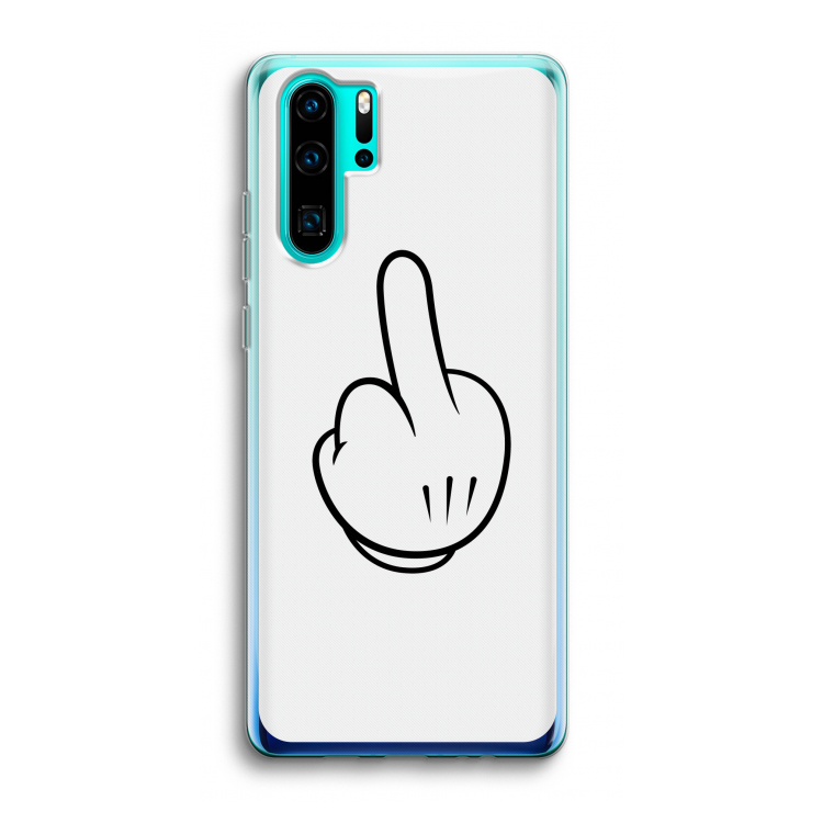 Middle finger white: Huawei P30 Pro Transparant Hoesje