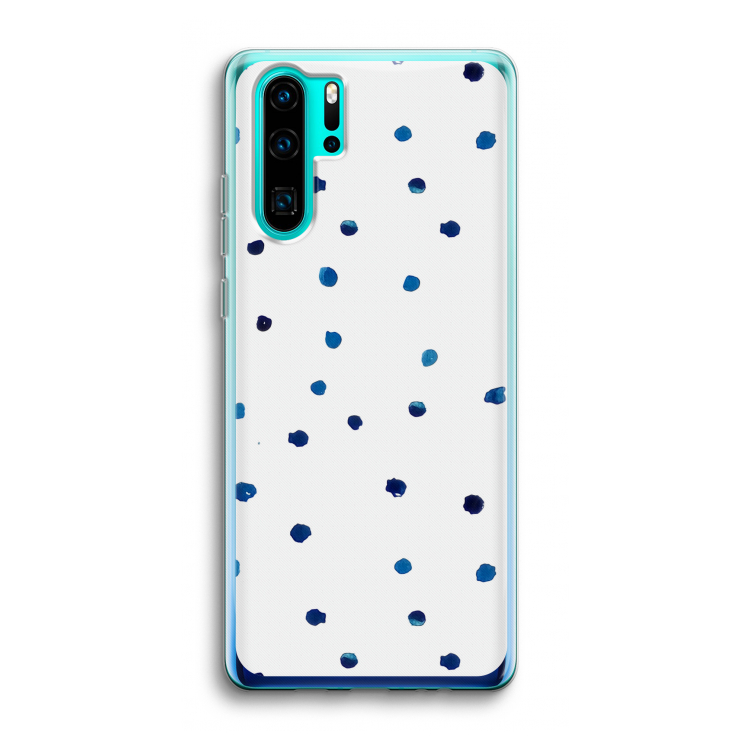 Blauwe stippen: Huawei P30 Pro Transparant Hoesje