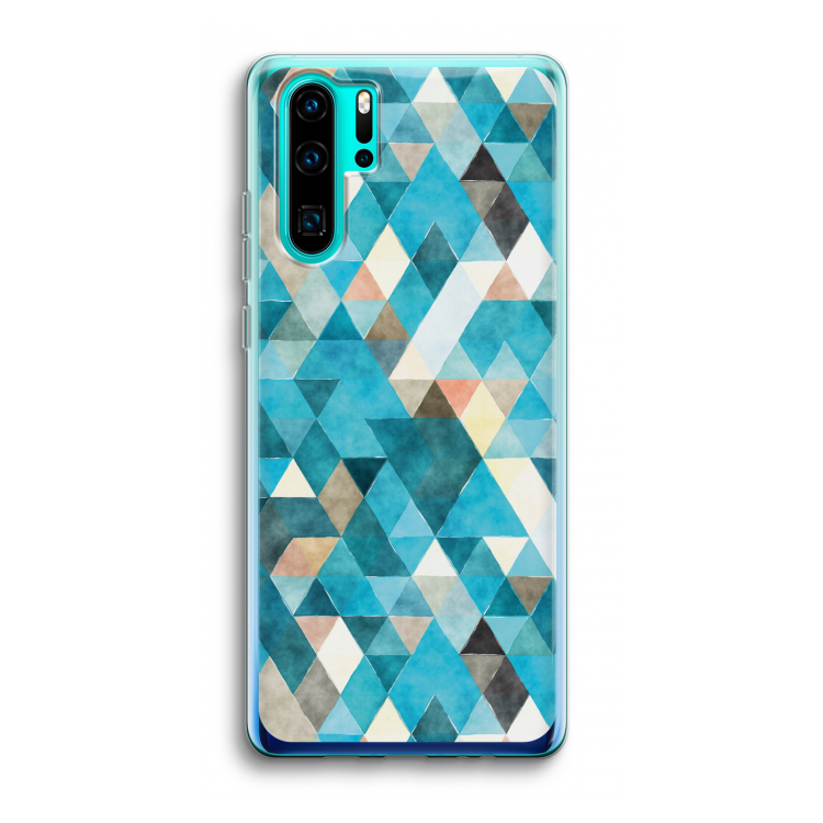 Gekleurde driehoekjes blauw: Huawei P30 Pro Transparant Hoesje