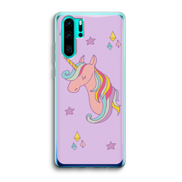 Roze eenhoorn: Huawei P30 Pro Transparant Hoesje