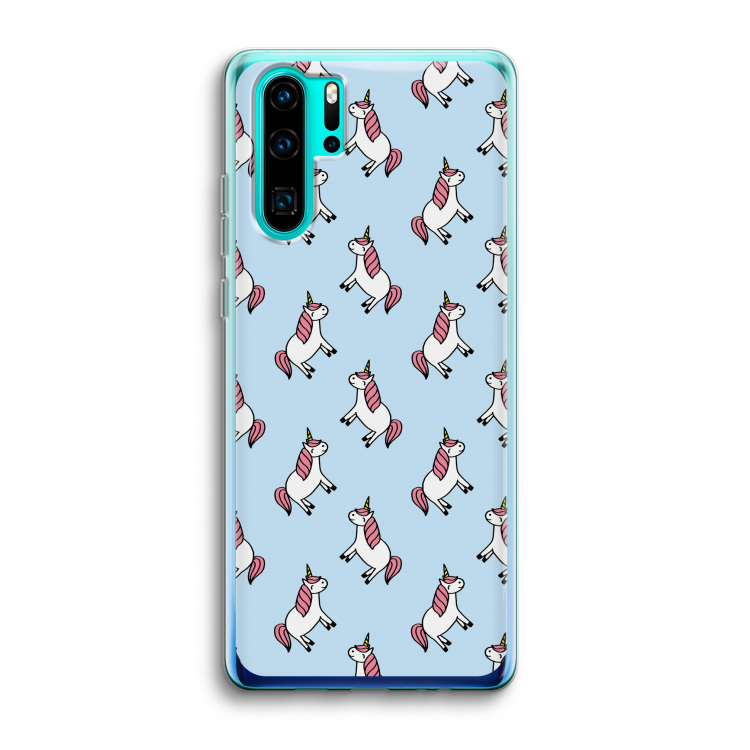 Eenhoorns overal: Huawei P30 Pro Transparant Hoesje