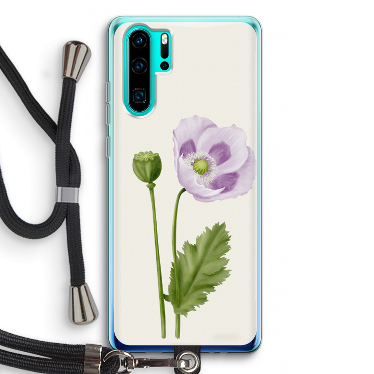 Purple poppy: Huawei P30 Pro Transparant Hoesje met koord
