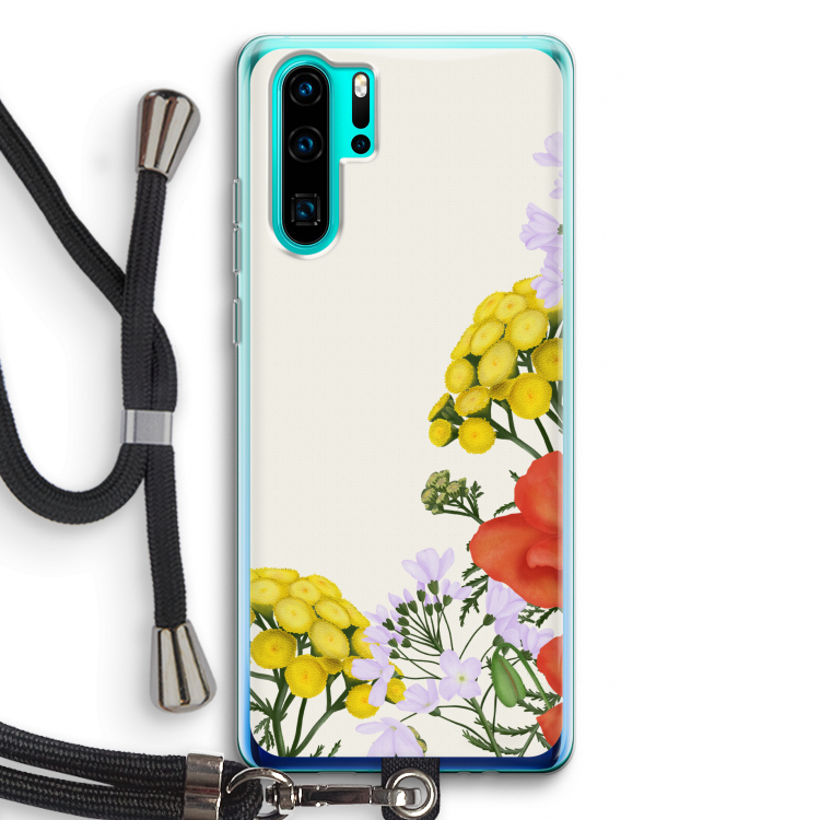 Wilde bloemen: Huawei P30 Pro Transparant Hoesje met koord