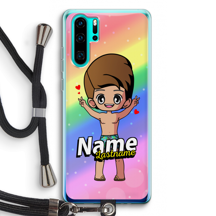 Chibi Maker man: Huawei P30 Pro Transparant Hoesje met koord