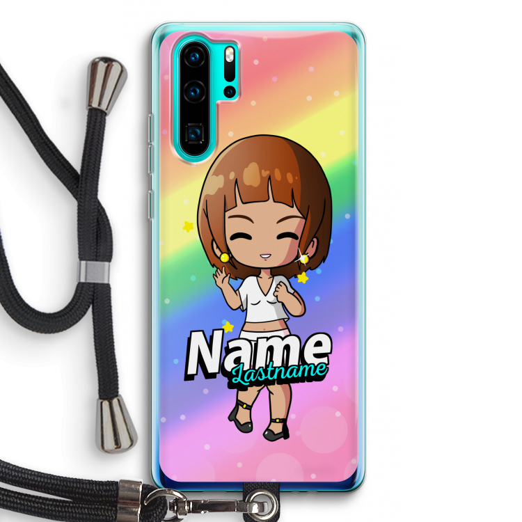 Chibi Maker vrouw: Huawei P30 Pro Transparant Hoesje met koord