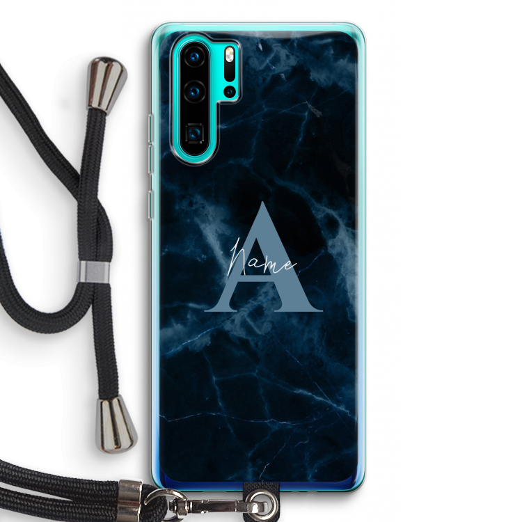 Midnight Marble: Huawei P30 Pro Transparant Hoesje met koord