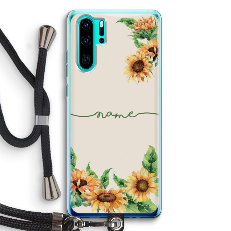 Zonnebloemen: Huawei P30 Pro Transparant Hoesje met koord