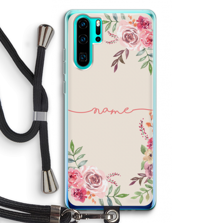 Rozen: Huawei P30 Pro Transparant Hoesje met koord
