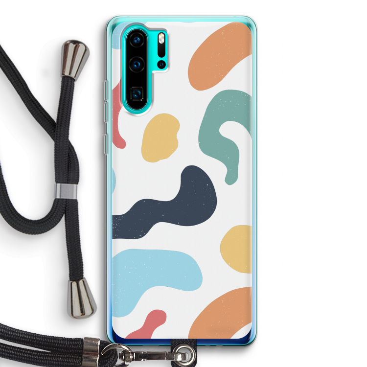 Memphis Shapes Blue: Huawei P30 Pro Transparant Hoesje met koord