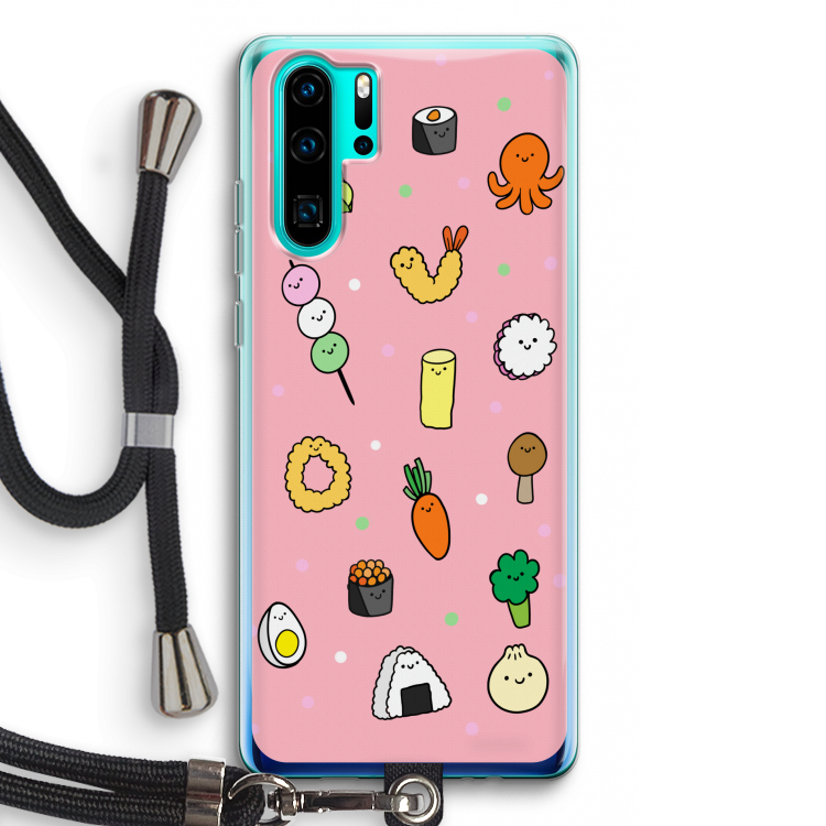 Happy bento friends: Huawei P30 Pro Transparant Hoesje met koord