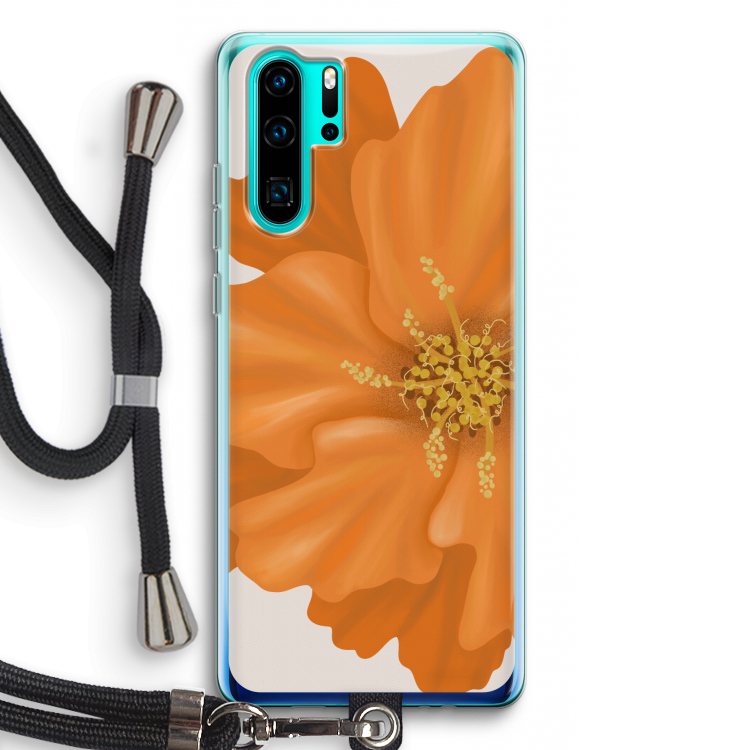 Orange Ellila flower: Huawei P30 Pro Transparant Hoesje met koord