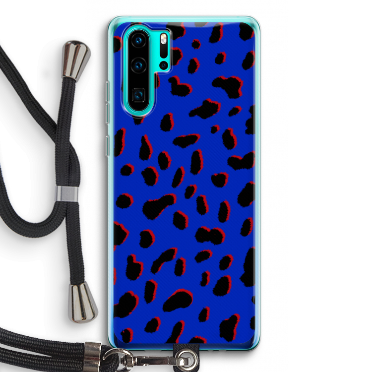 Blue Leopard: Huawei P30 Pro Transparant Hoesje met koord