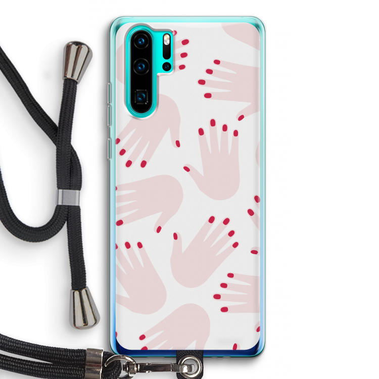 Hands pink: Huawei P30 Pro Transparant Hoesje met koord