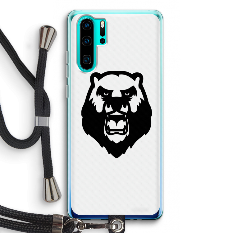 Angry Bear (white): Huawei P30 Pro Transparant Hoesje met koord