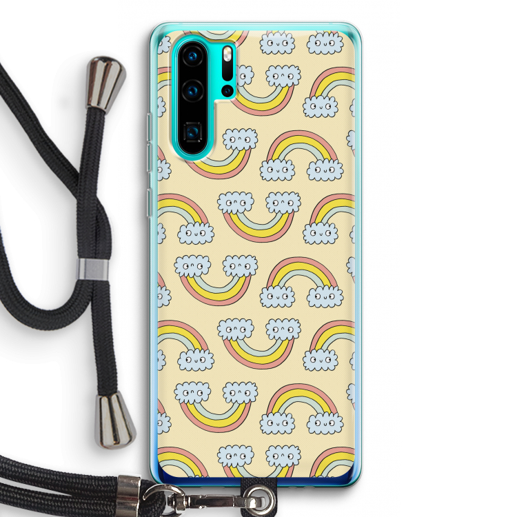 Regenboog: Huawei P30 Pro Transparant Hoesje met koord