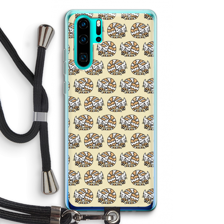 Slapende poes: Huawei P30 Pro Transparant Hoesje met koord