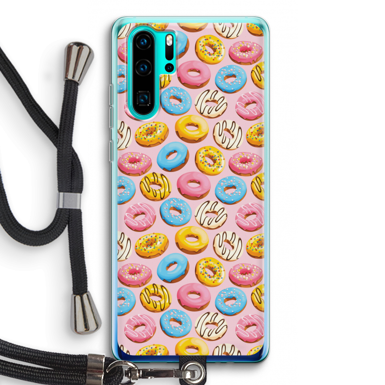 Pink donuts: Huawei P30 Pro Transparant Hoesje met koord