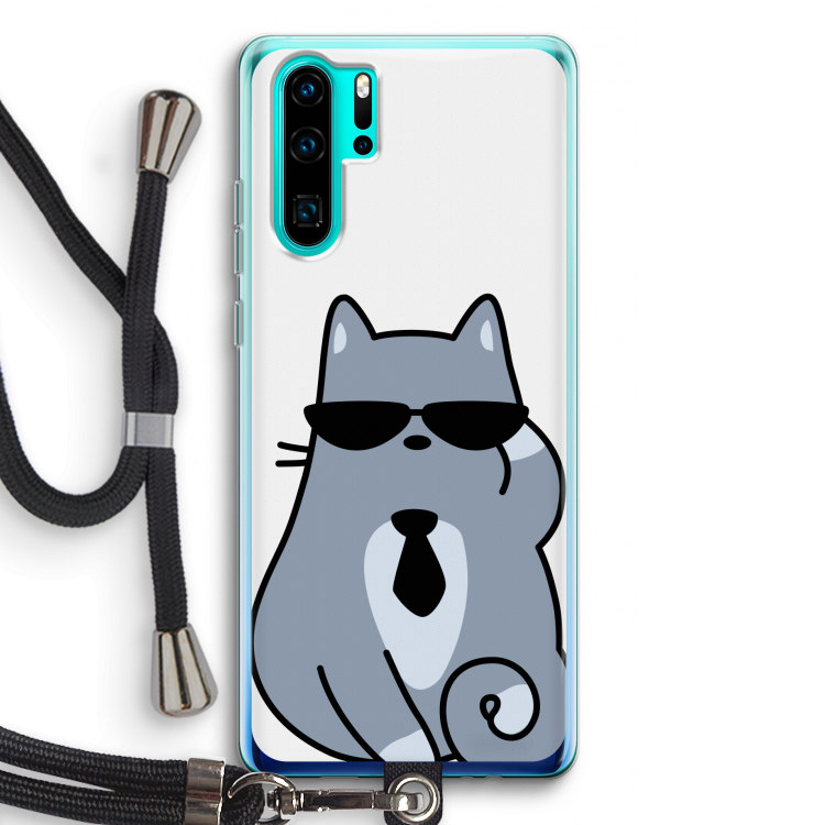 Cool cat: Huawei P30 Pro Transparant Hoesje met koord