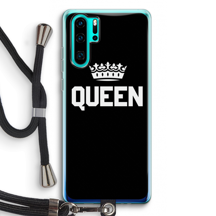 Queen zwart: Huawei P30 Pro Transparant Hoesje met koord