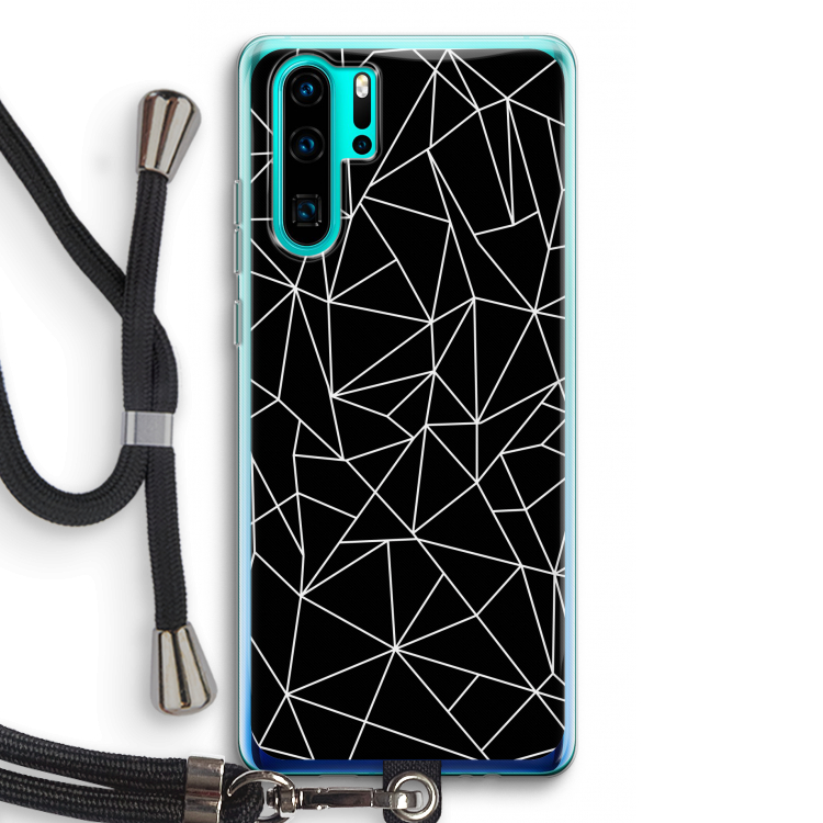 Geometrische lijnen wit: Huawei P30 Pro Transparant Hoesje met koord