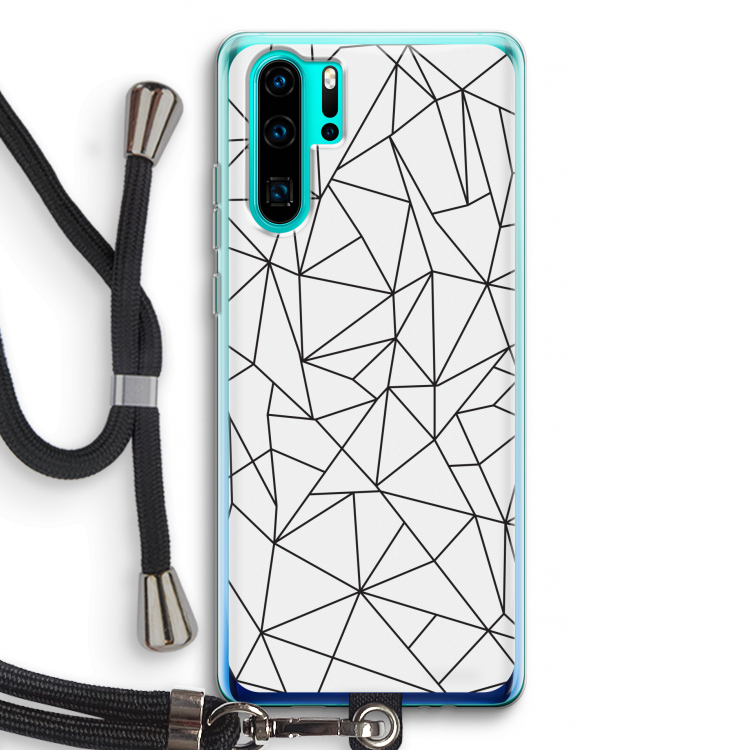 Geometrische lijnen zwart: Huawei P30 Pro Transparant Hoesje met koord