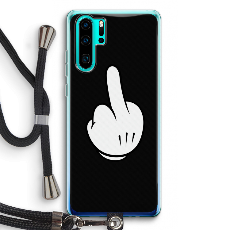 Middle finger black: Huawei P30 Pro Transparant Hoesje met koord
