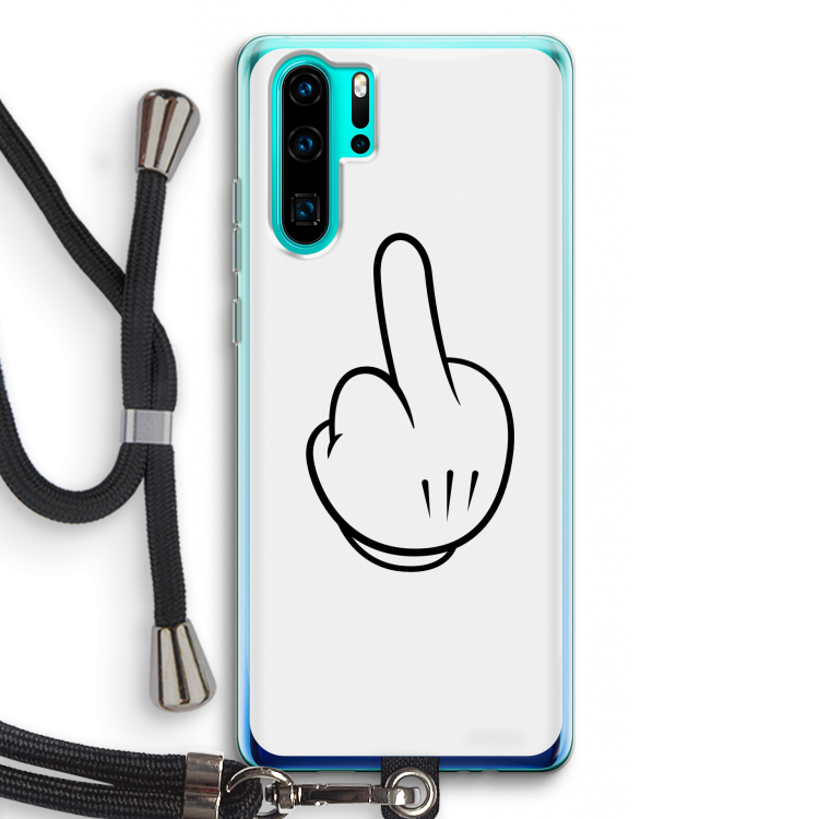 Middle finger white: Huawei P30 Pro Transparant Hoesje met koord