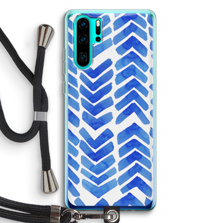 Blauwe pijlen: Huawei P30 Pro Transparant Hoesje met koord