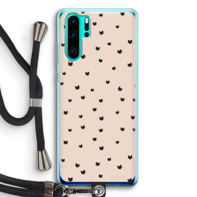 Kleine kattenkopjes: Huawei P30 Pro Transparant Hoesje met koord
