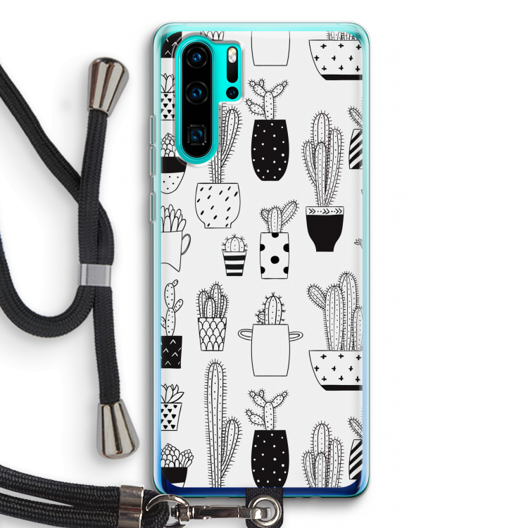Cactusmotief: Huawei P30 Pro Transparant Hoesje met koord