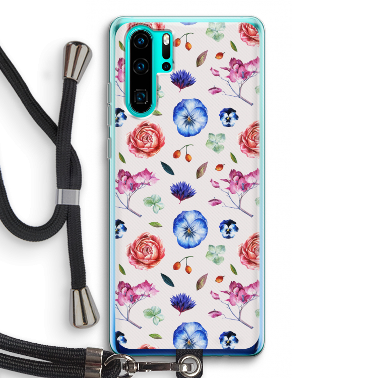 Bloemetjes: Huawei P30 Pro Transparant Hoesje met koord