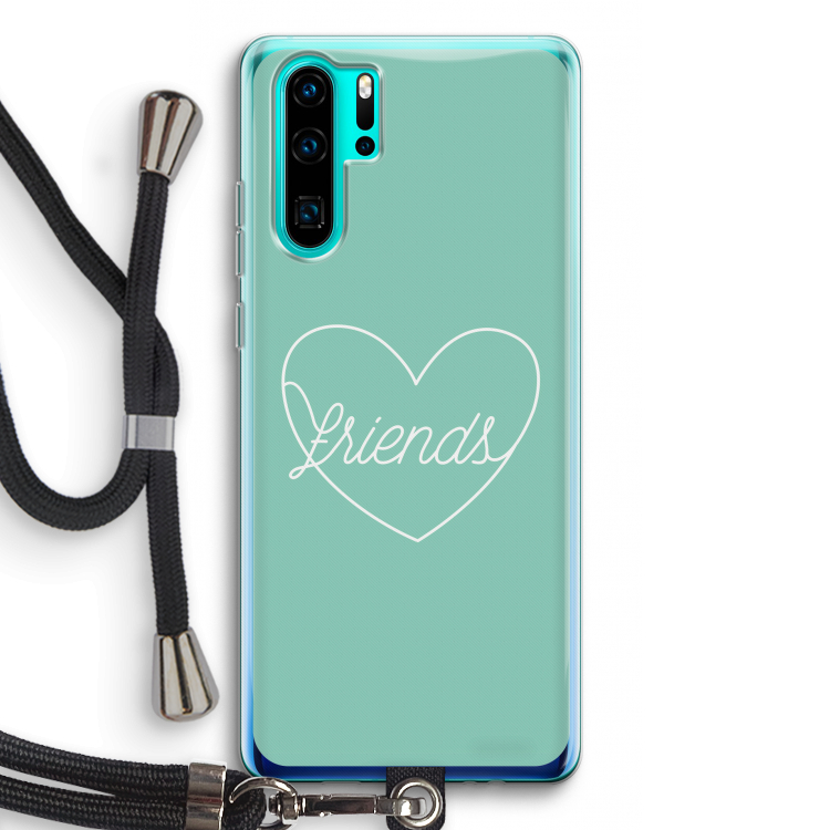 Friends heart pastel: Huawei P30 Pro Transparant Hoesje met koord