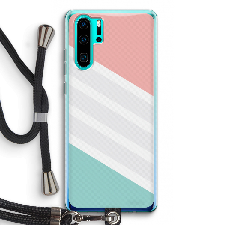 Strepen pastel: Huawei P30 Pro Transparant Hoesje met koord